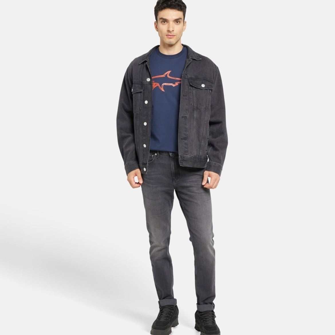 T-shirt Paul & Shark — Bleu Marine Requin Orange