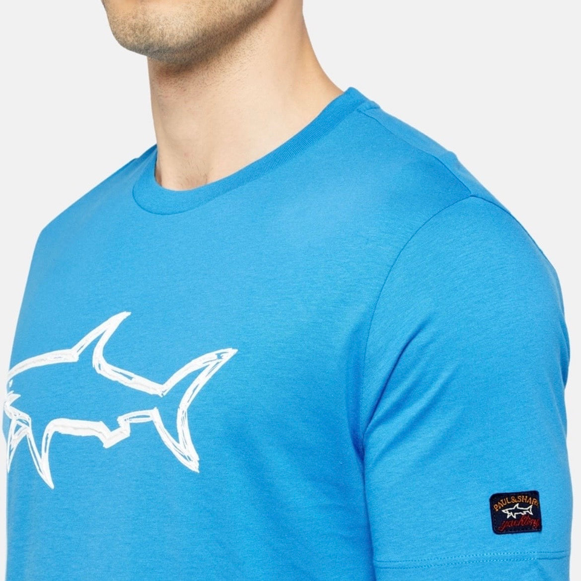 T-shirt Paul & Shark — Bleu Ciel Requin Dessiné