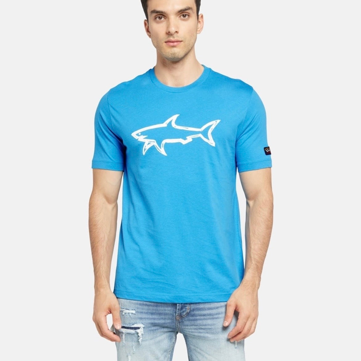 T-shirt Paul & Shark — Bleu Ciel Requin Dessiné