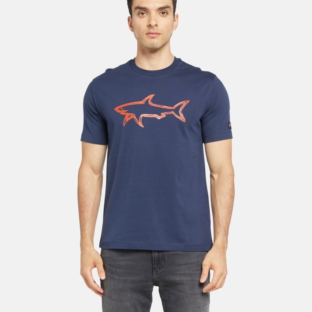 T-shirt Paul & Shark — Bleu Marine Requin Orange