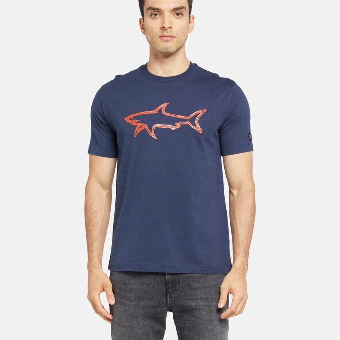 T-shirt Paul & Shark — Bleu Marine Requin Orange