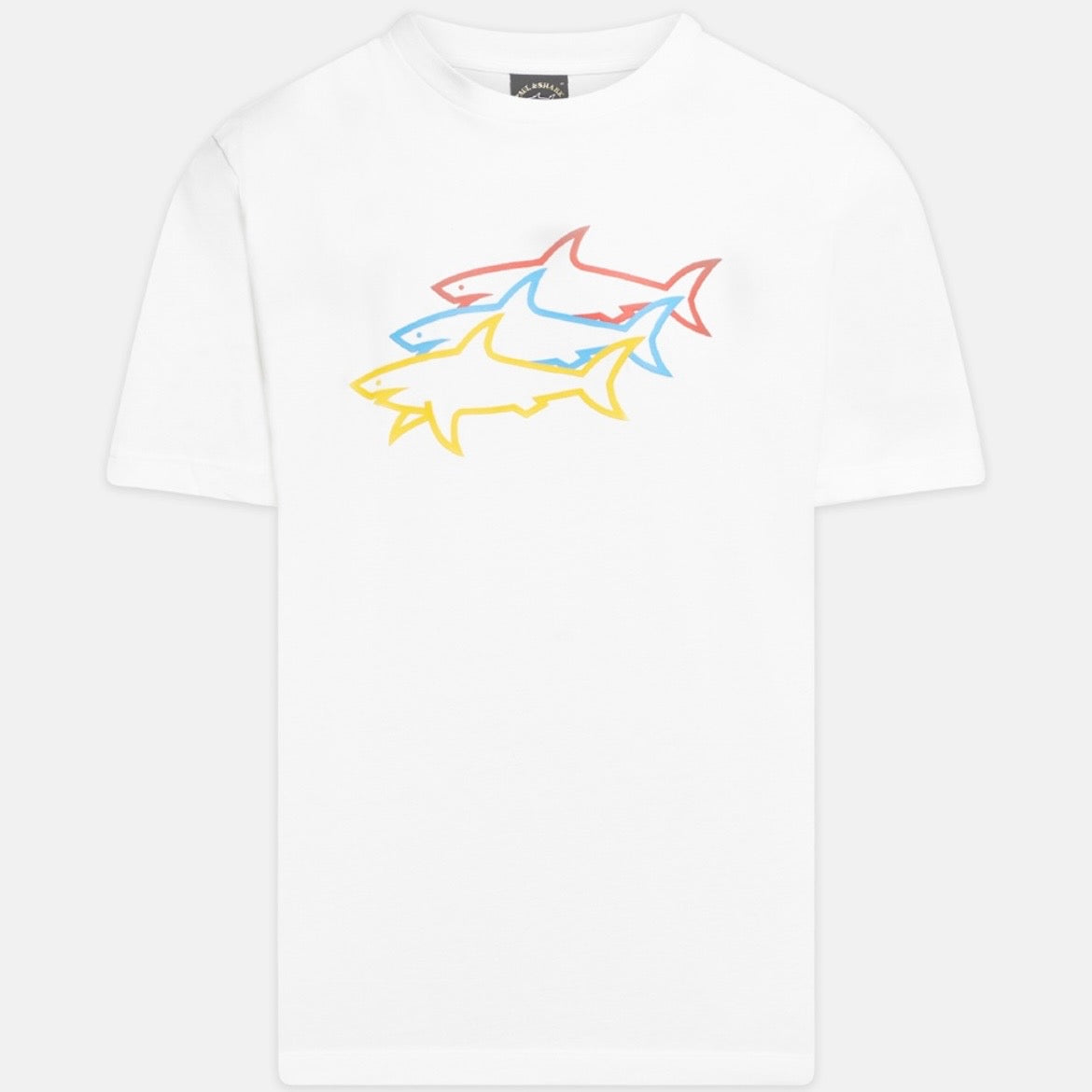 T-shirt Paul & Shark — Blanc Requins Multicolores