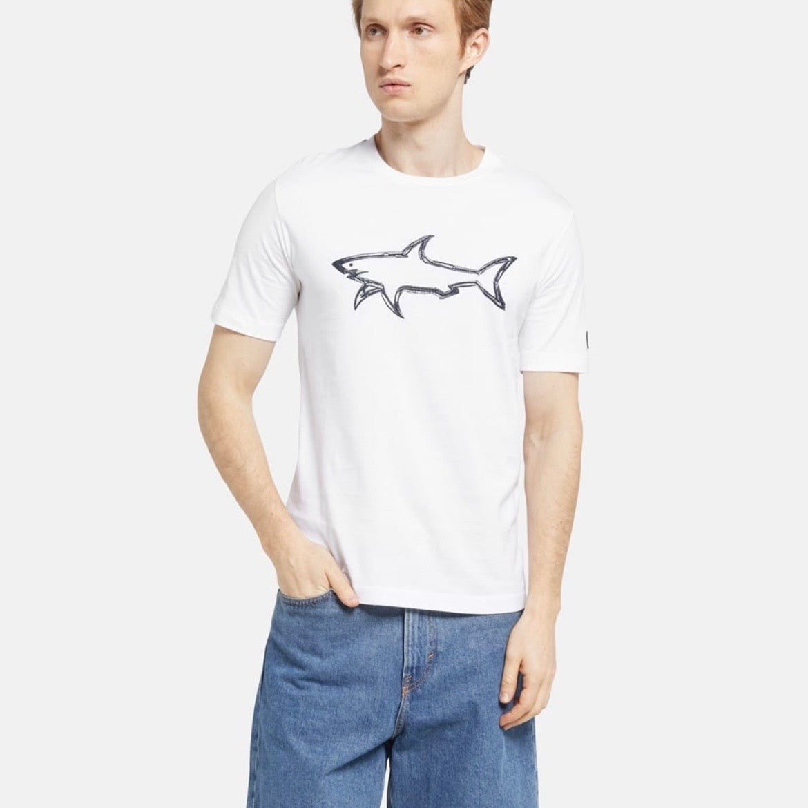 T-shirt Paul & Shark — Blanc Requin Dessiné