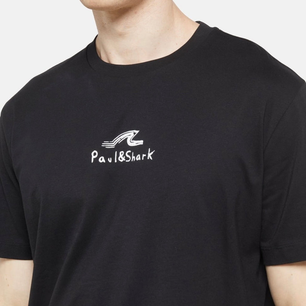 T-shirt Paul & Shark — Noir Logo Vague