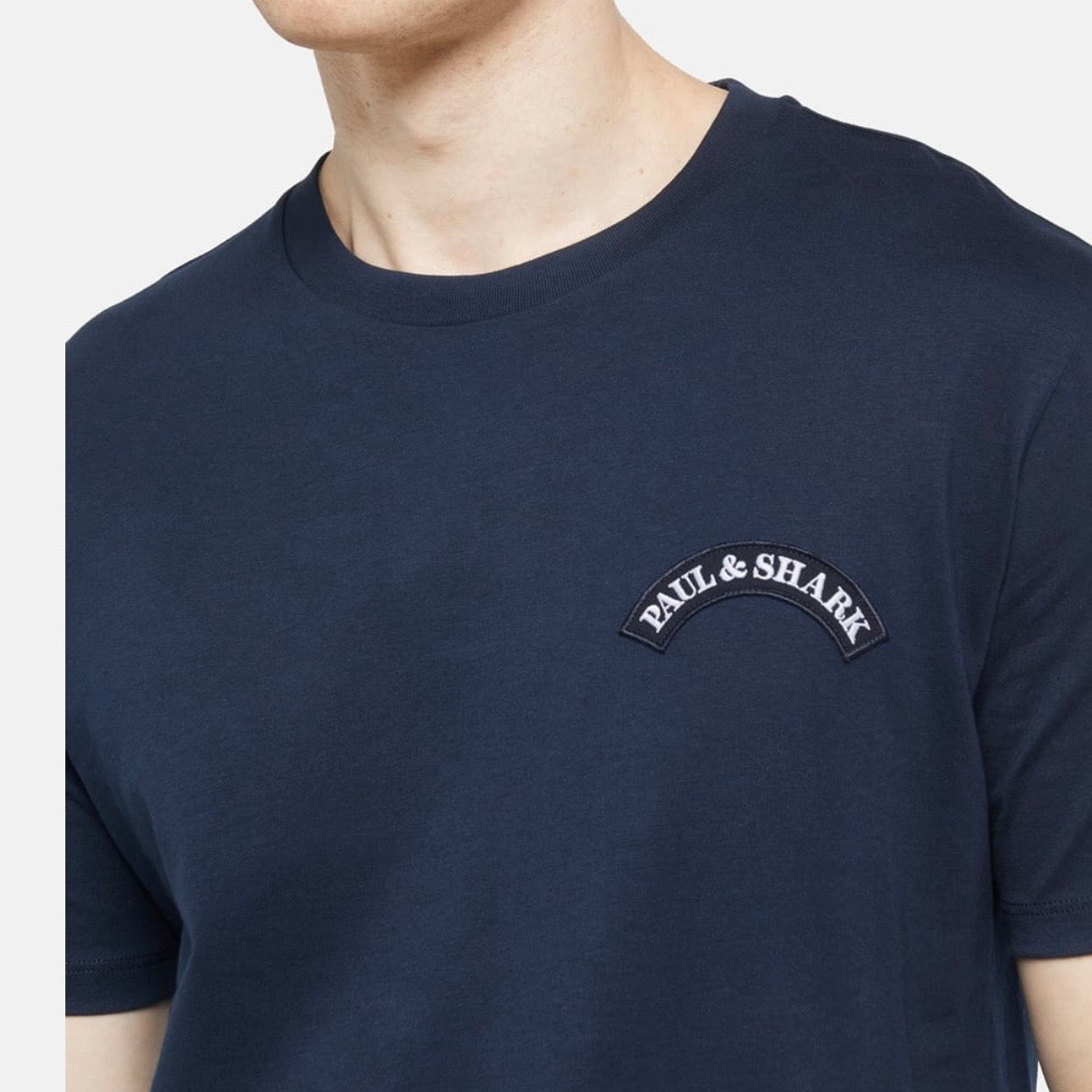 T-shirt Paul & Shark — Bleu Marine Patch Arqué