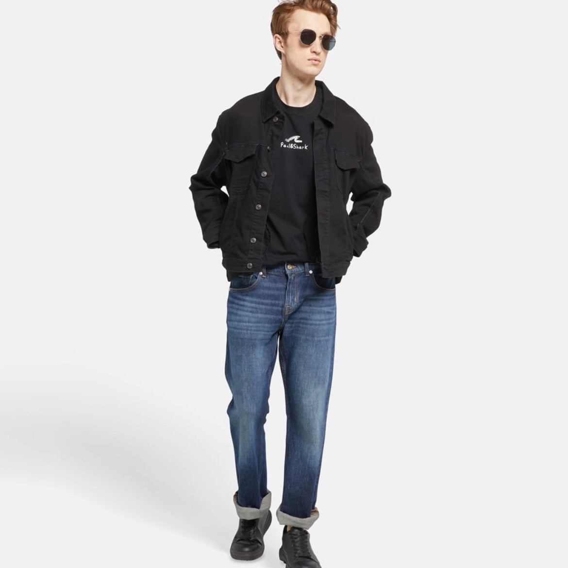 T-shirt Paul & Shark — Noir Logo Vague