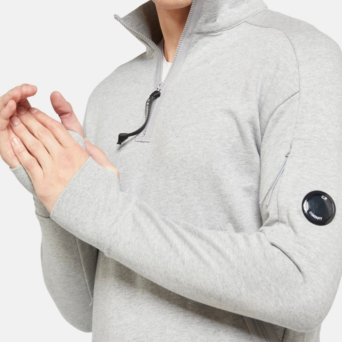 Sweat Col Montant Demi-Zip C.P. Company - Gris Chiné