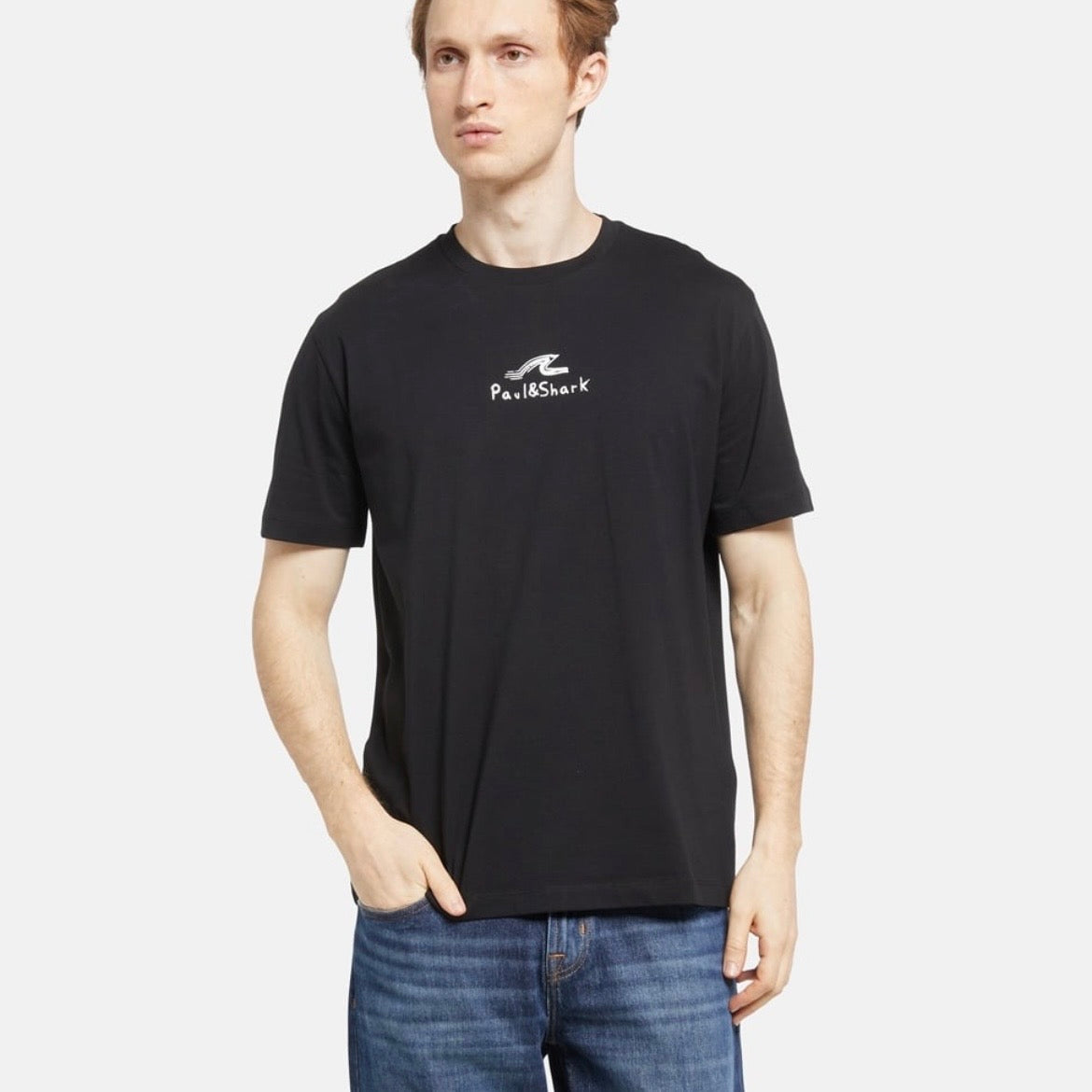T-shirt Paul & Shark — Noir Logo Vague