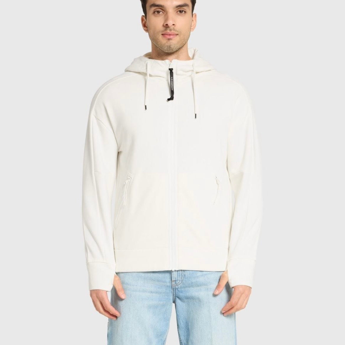 Sweat Zippé à Capuche C.P. Company Premium - Blanc