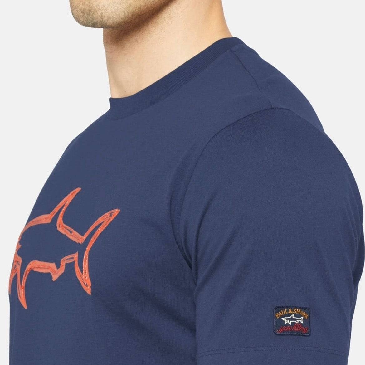 T-shirt Paul & Shark — Bleu Marine Requin Orange