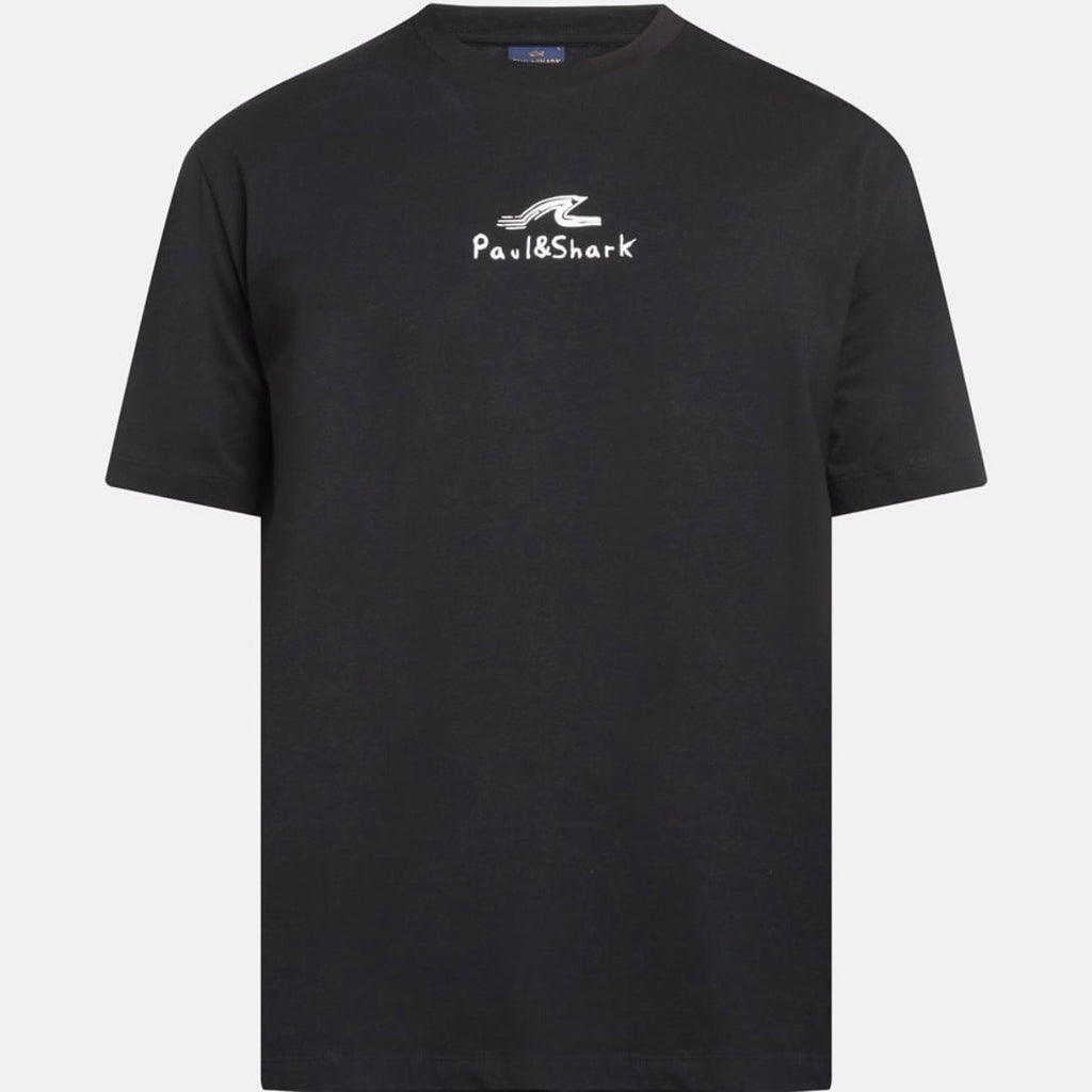 T-shirt Paul & Shark — Noir Logo Vague