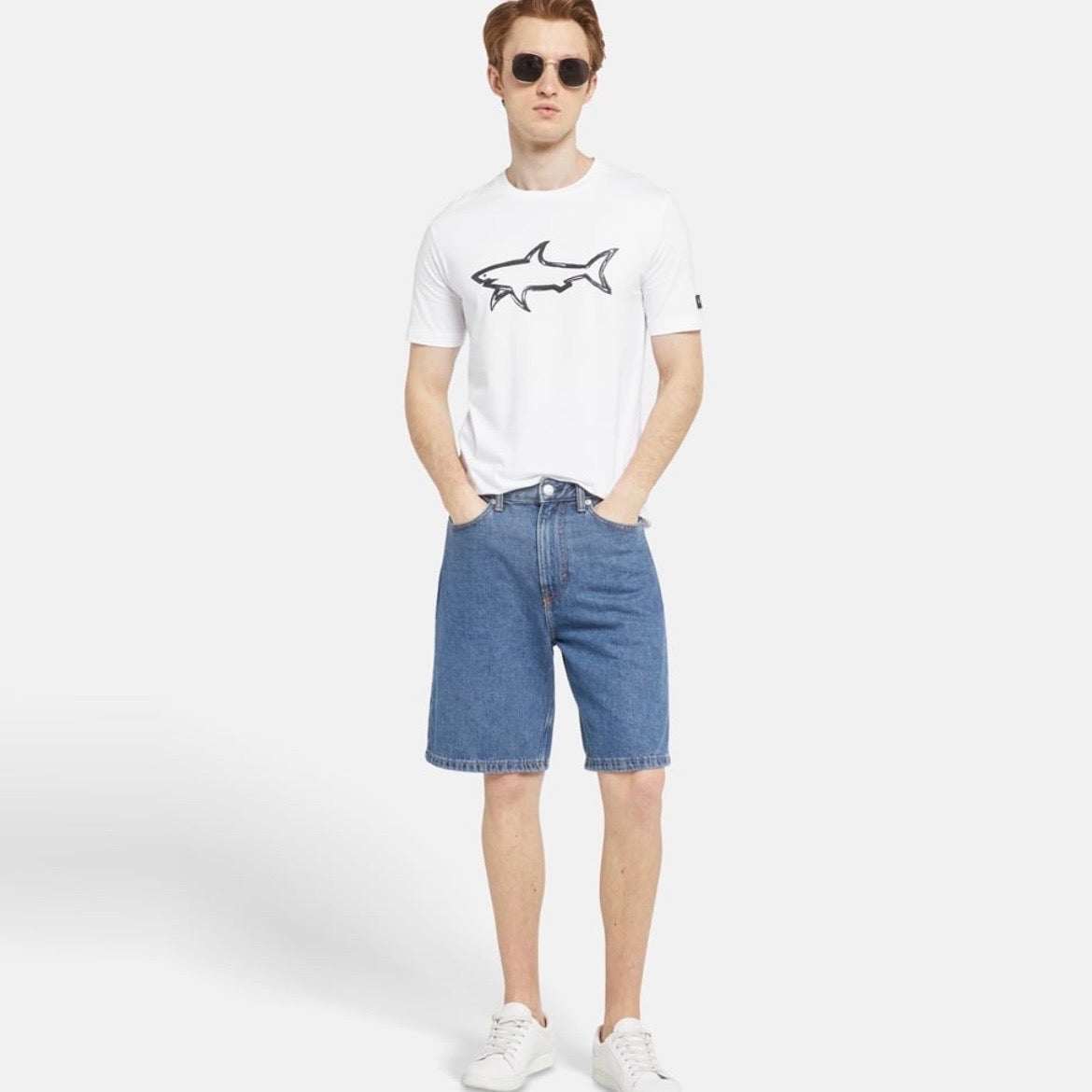 T-shirt Paul & Shark — Blanc Requin Dessiné