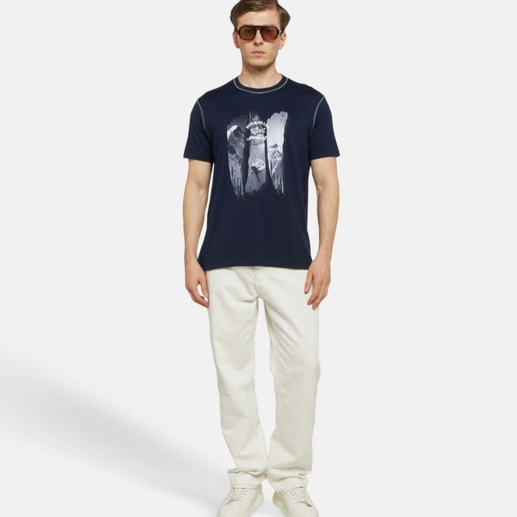 T-shirt Paul & Shark — Bleu Marine Montagnes & Requin